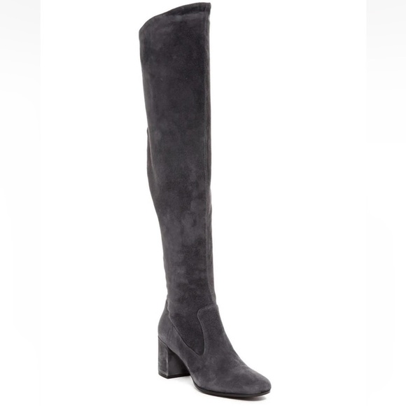 Vince Shoes - Vince / Blythe grey pewter suede fitted block heel Over the Knee Boots 7.5 37.5